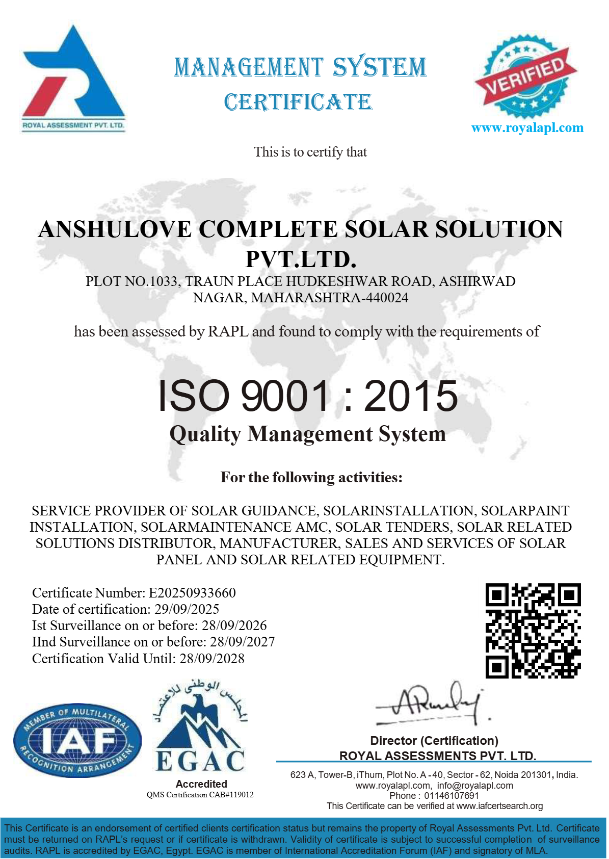 Anshulove Solar Certificate